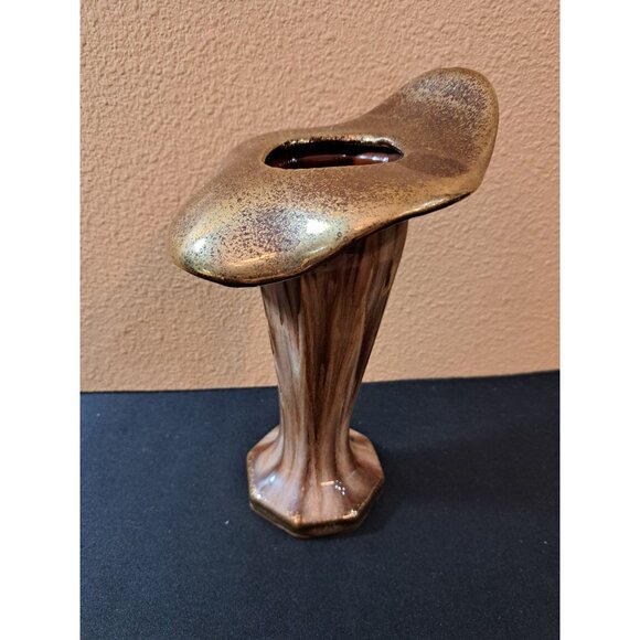 Vintage Abstract Ceramic Vase Jack In The Pulpit Vase Cold Brown Speckle - Picture 3 of 7